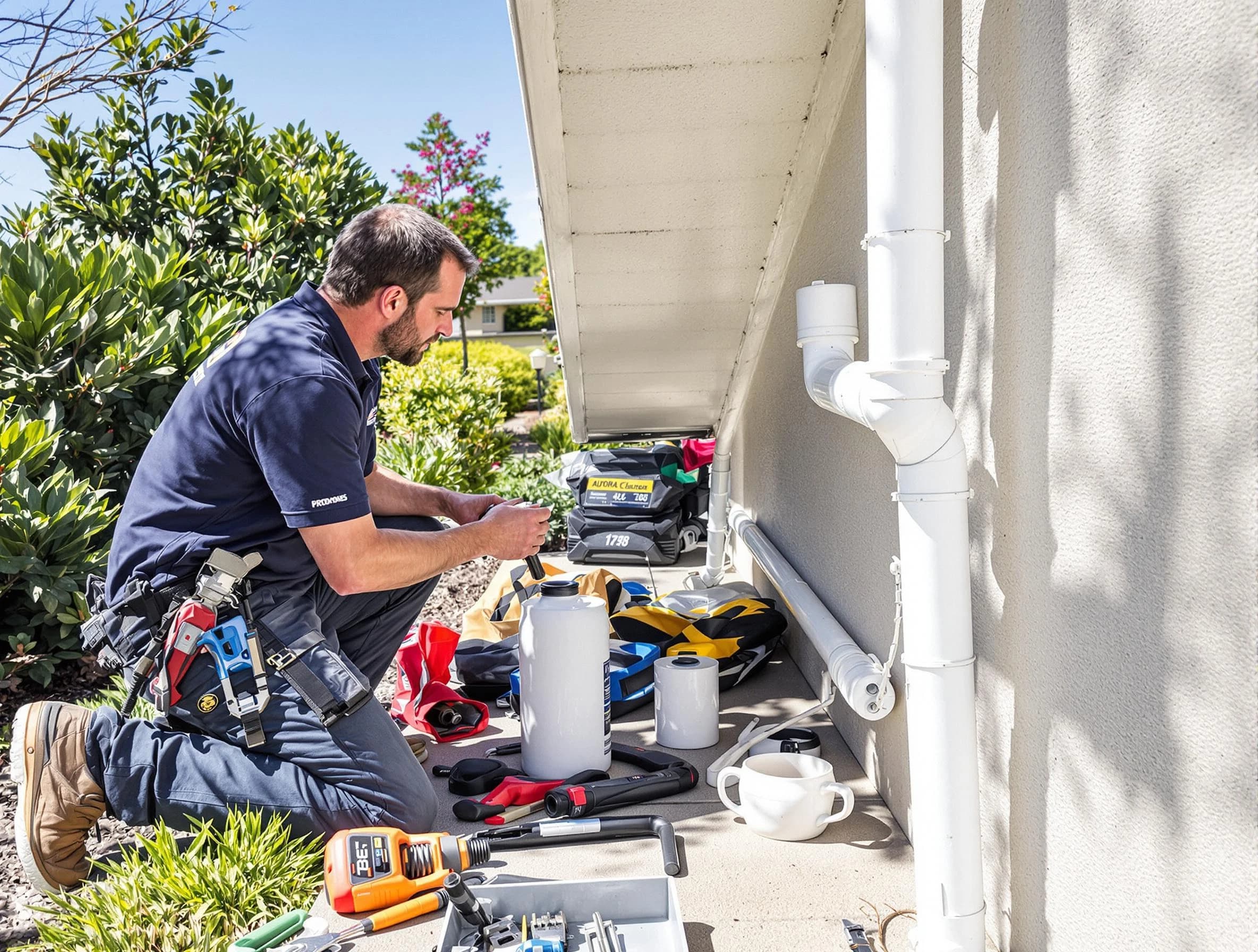 North Olmsted Roofing Company expert fixing a downspout in North Olmsted, OH