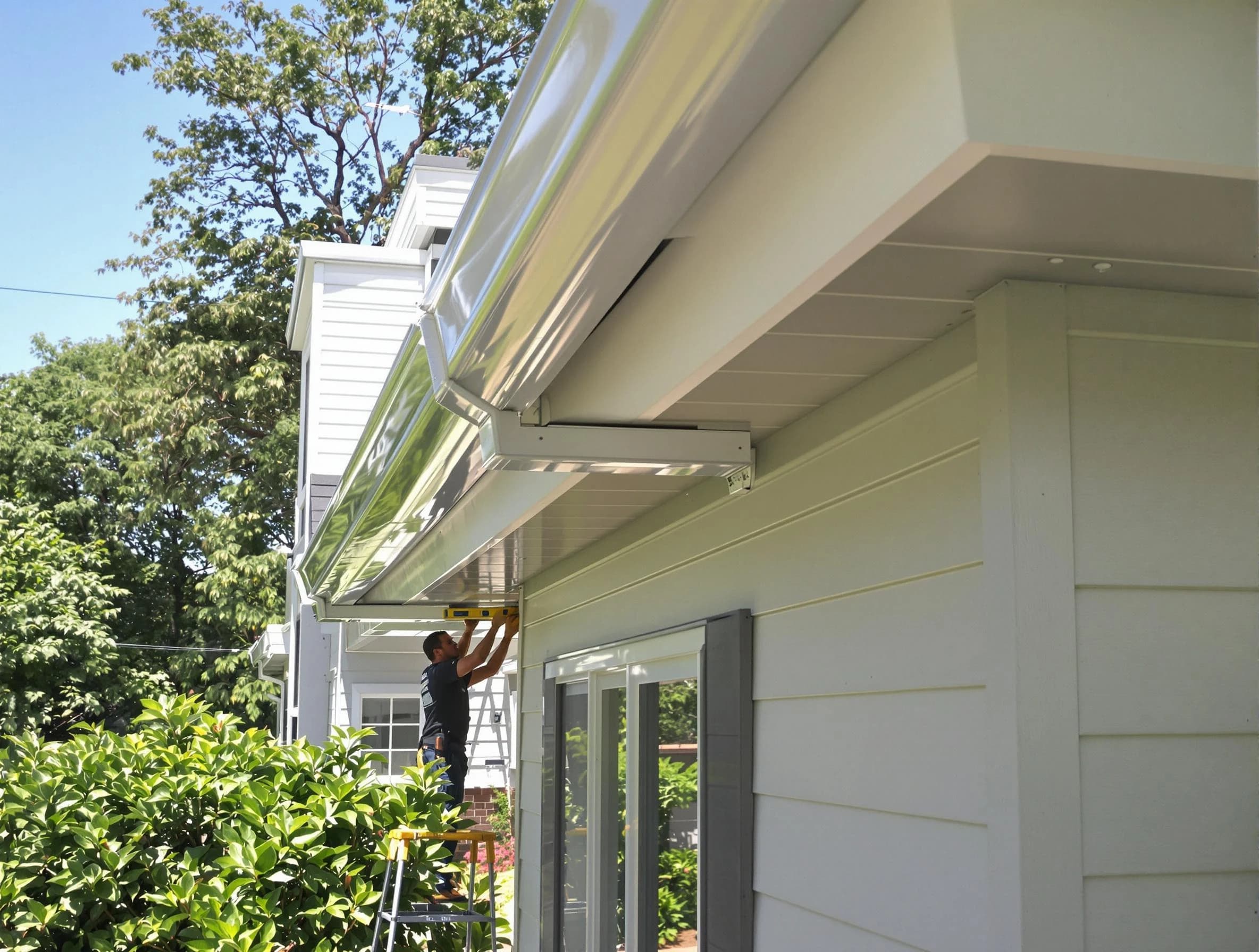 Properly aligned gutter system installed by North Olmsted Roofing Company in North Olmsted, OH