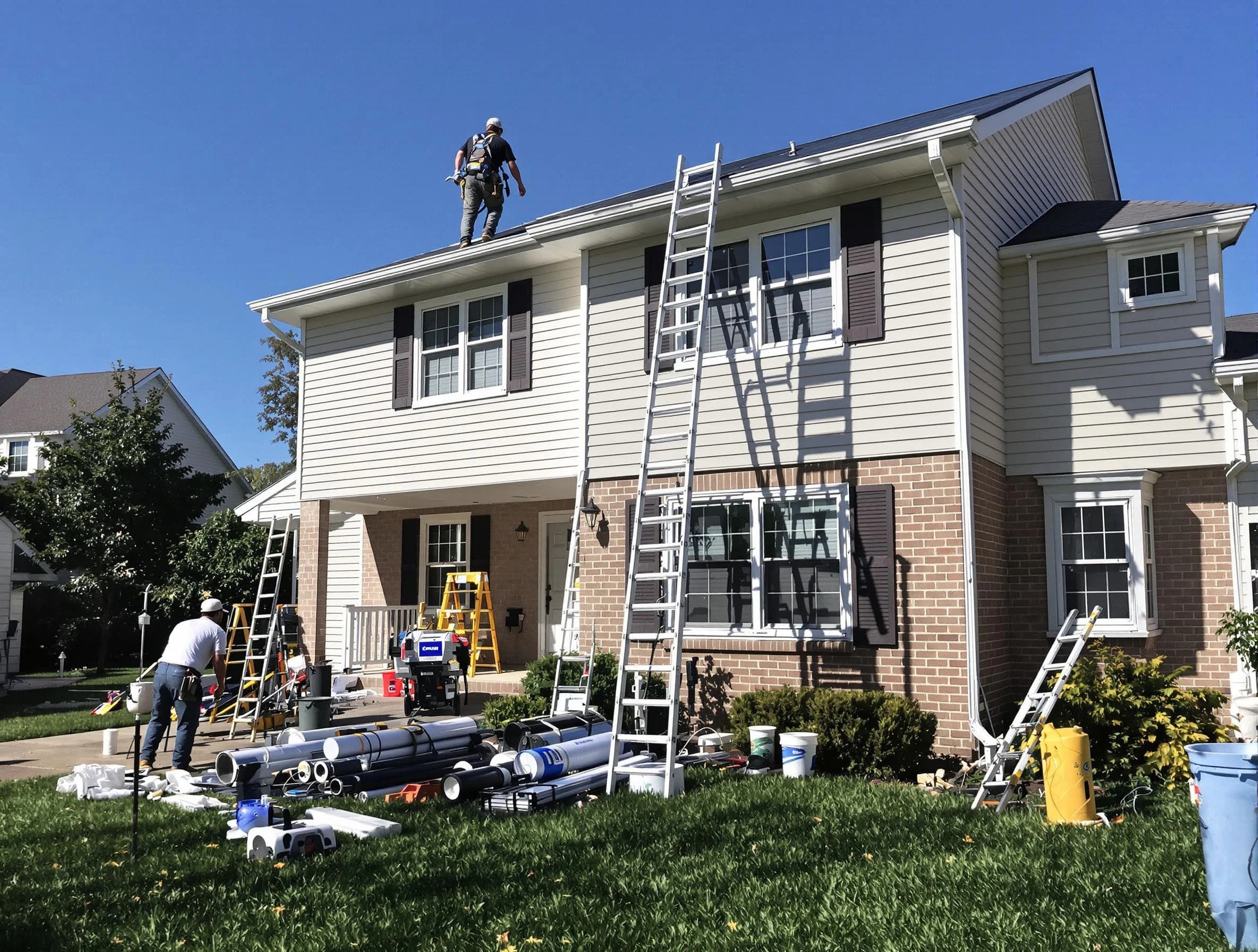 North Olmsted Roofing Company completing a gutter replacement in North Olmsted, OH