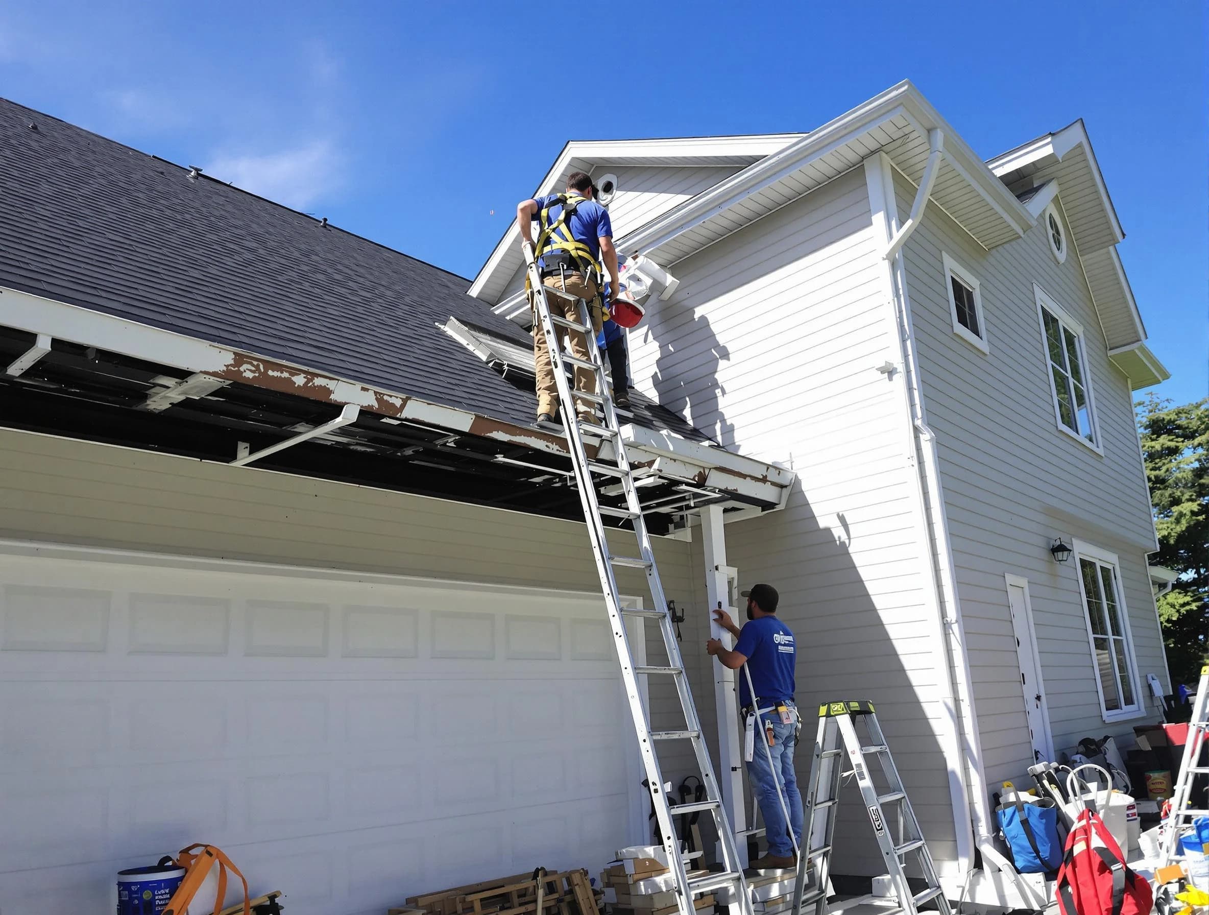 Newly replaced gutters by North Olmsted Roofing Company in North Olmsted, OH