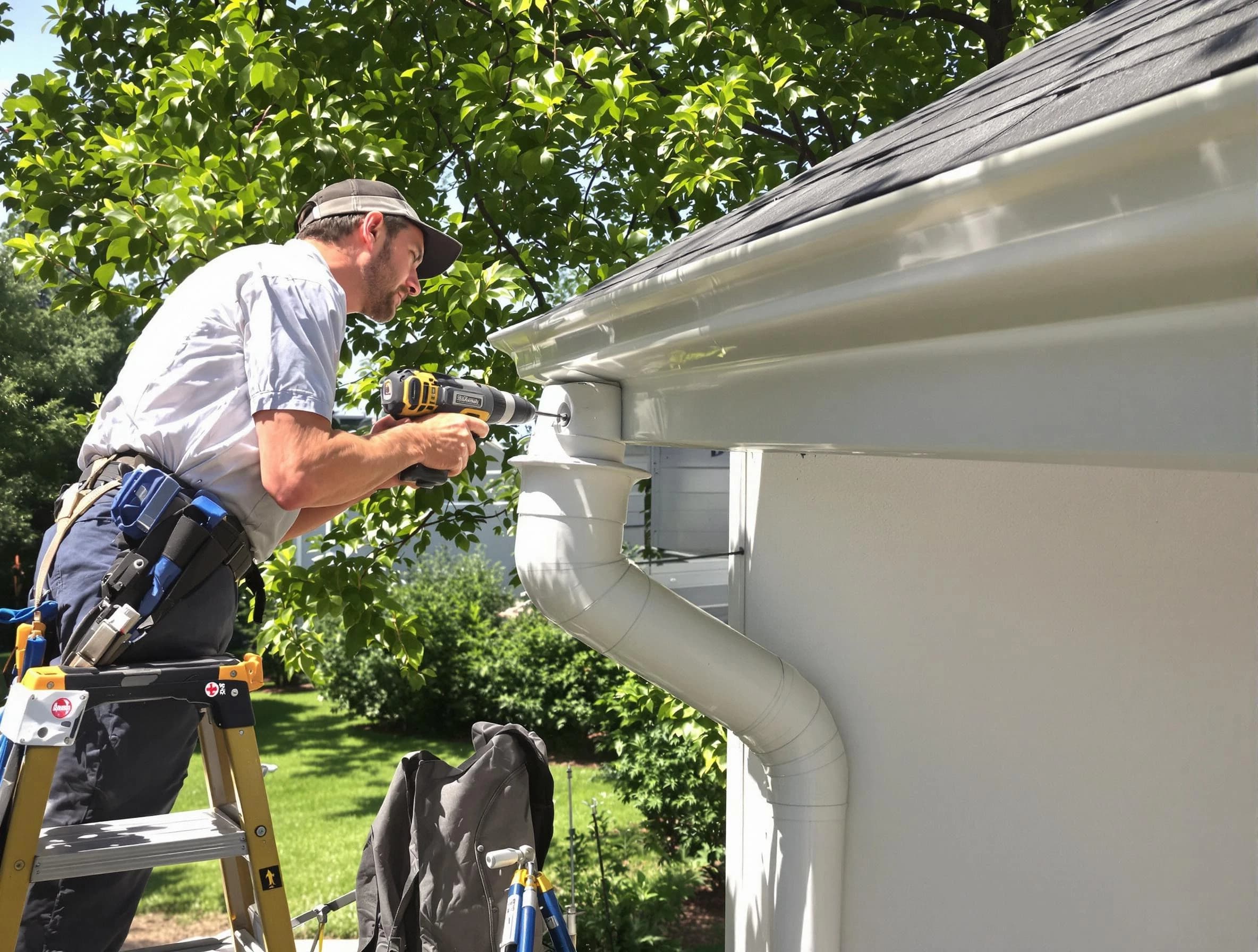 Properly installed rain gutters by North Olmsted Roofing Company in North Olmsted, OH