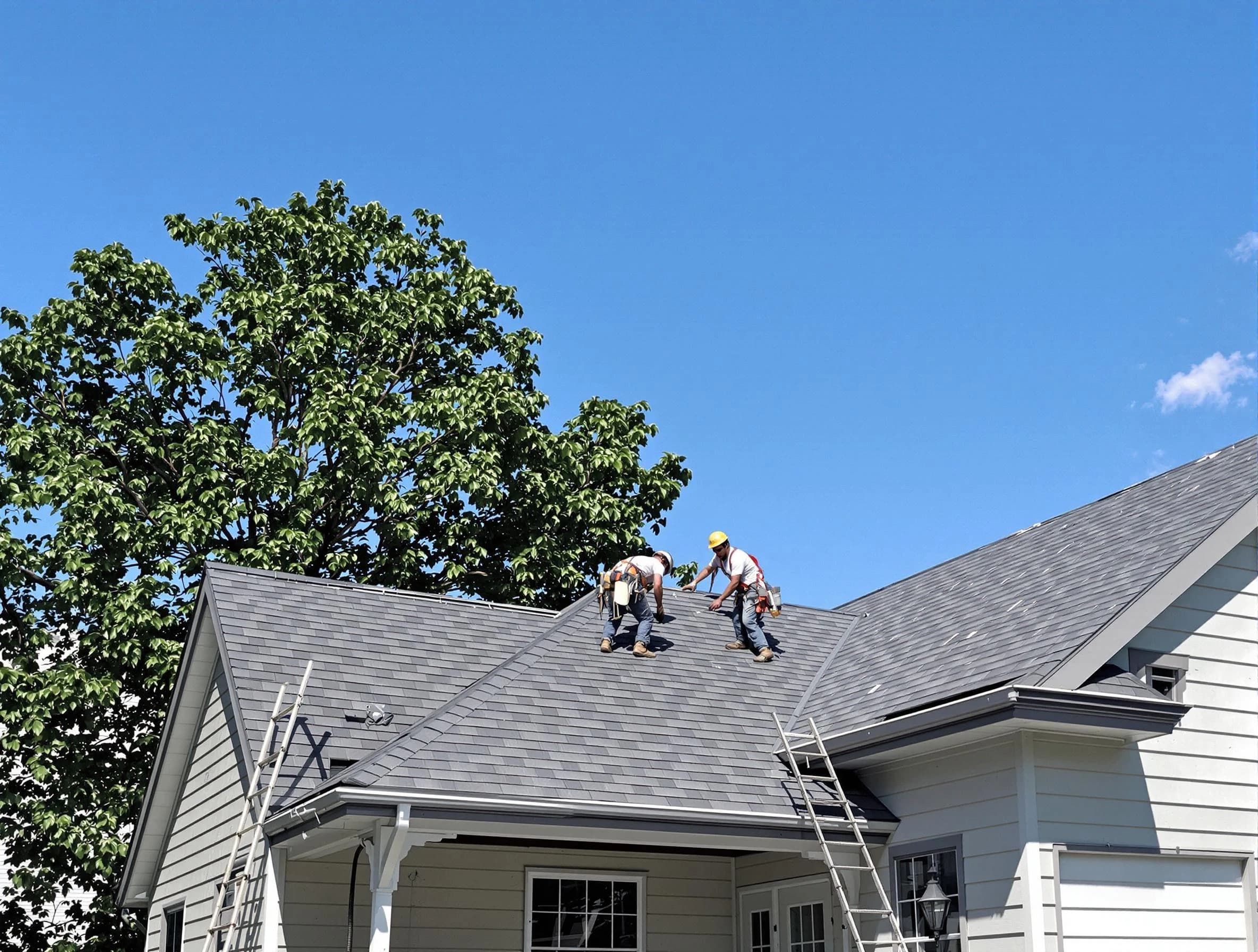 North Olmsted Roofing Company crew finalizing a roof installation in North Olmsted, OH