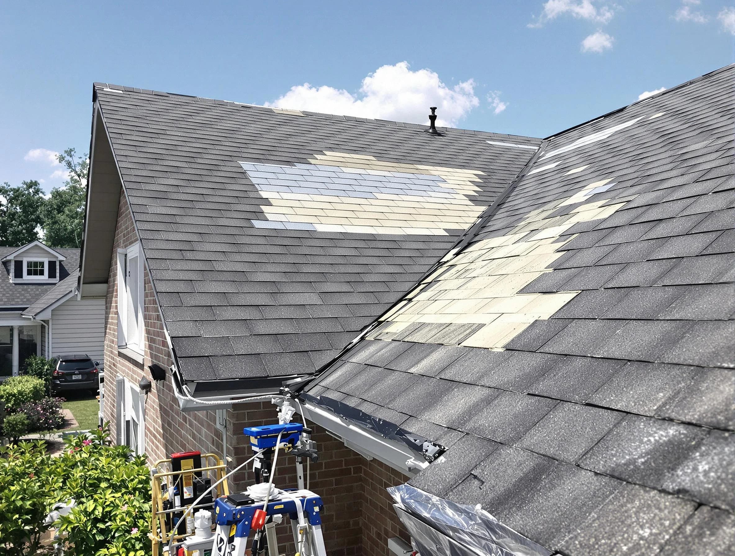 Close-up of roof repairs by North Olmsted Roofing Company in North Olmsted, OH