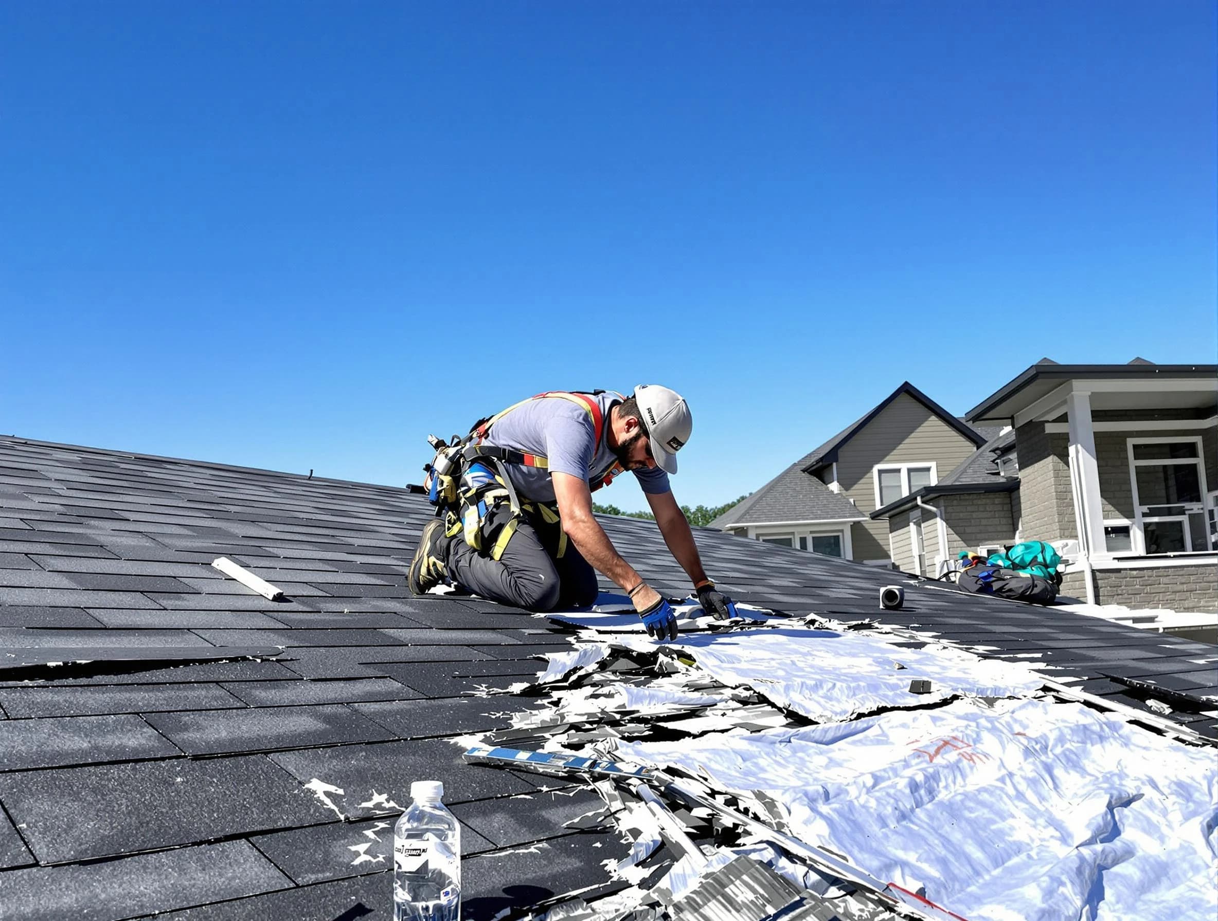 North Olmsted Roofing Company repairing a roof section in North Olmsted, OH