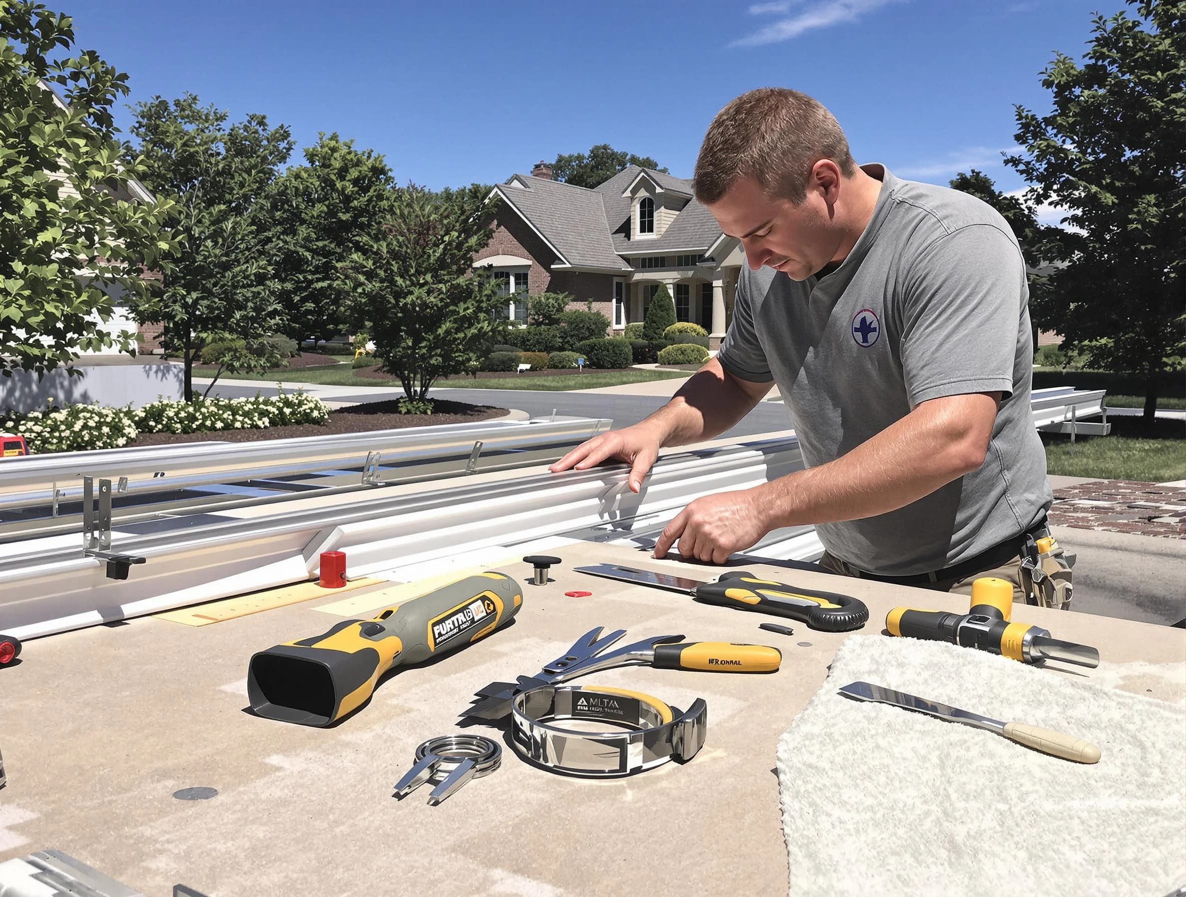 Freshly installed seamless gutter by North Olmsted Roofing Company in North Olmsted, OH